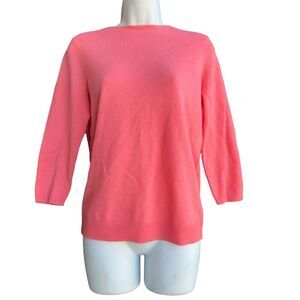 $179 Talbots Cashmere Pullover Sweater Women's Petites M Pink Crew Neck Preppy